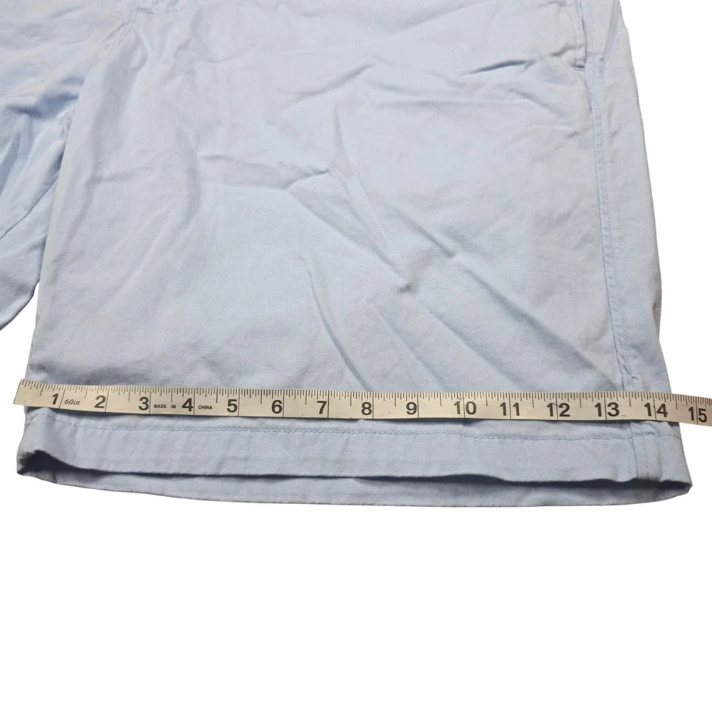 Saddlebred Mens Light Blue Flat Front Chino Shorts Stretch Cotton Twill Size 44W